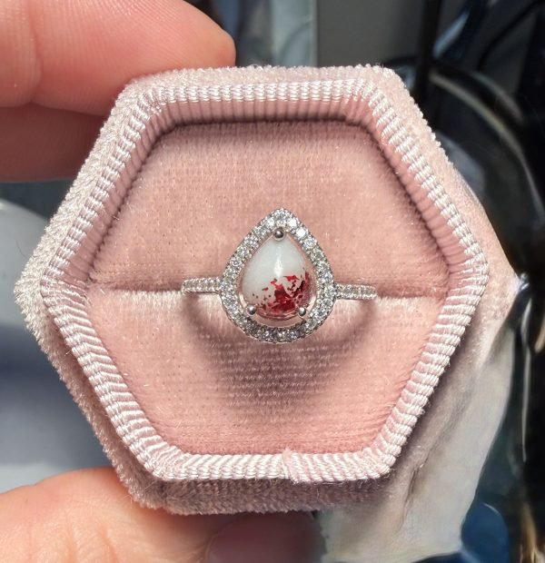 Milk Drop Ring with Birthstone Color